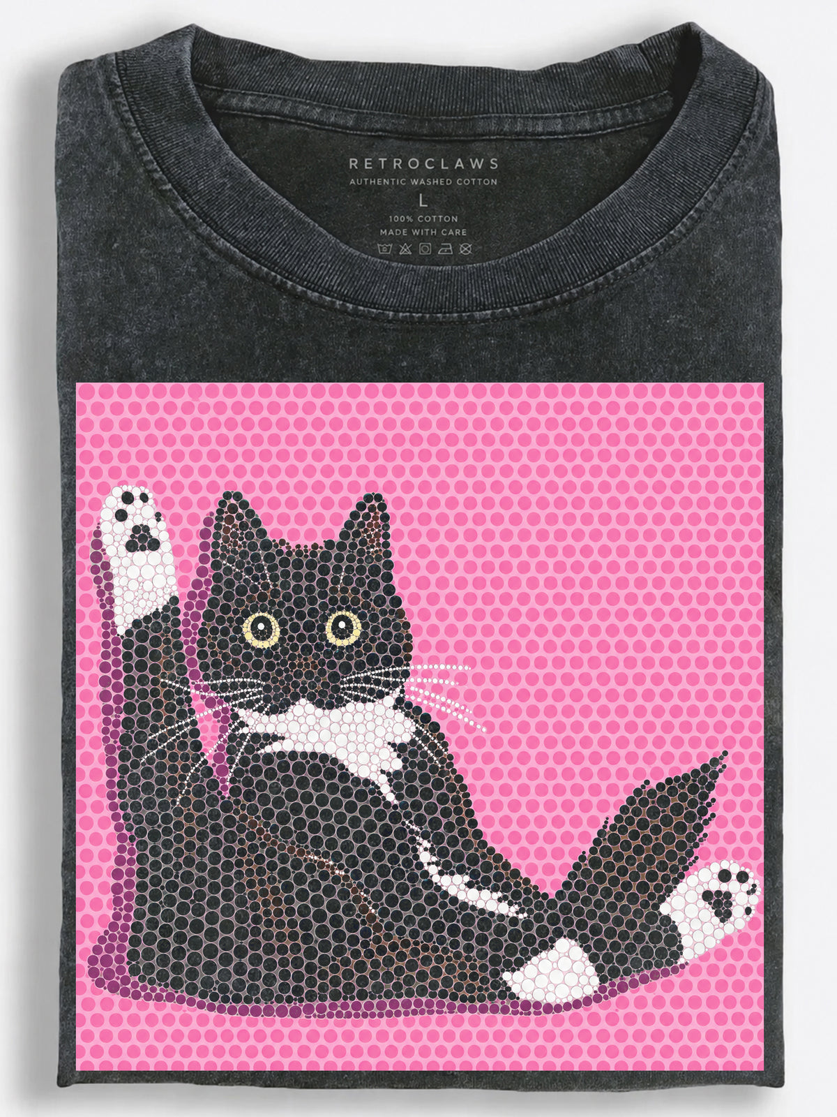 Lounging Tuxedo Cat Vintage Washed T-Shirt