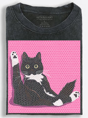 Lounging Tuxedo Cat Vintage Washed T-Shirt