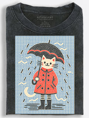Rainy Day Cat Vintage Washed T-Shirt
