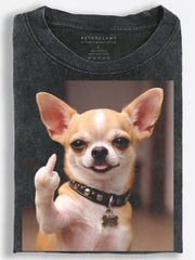 Sassy Chihuahua Middle Finger Vintage Washed T-Shirt