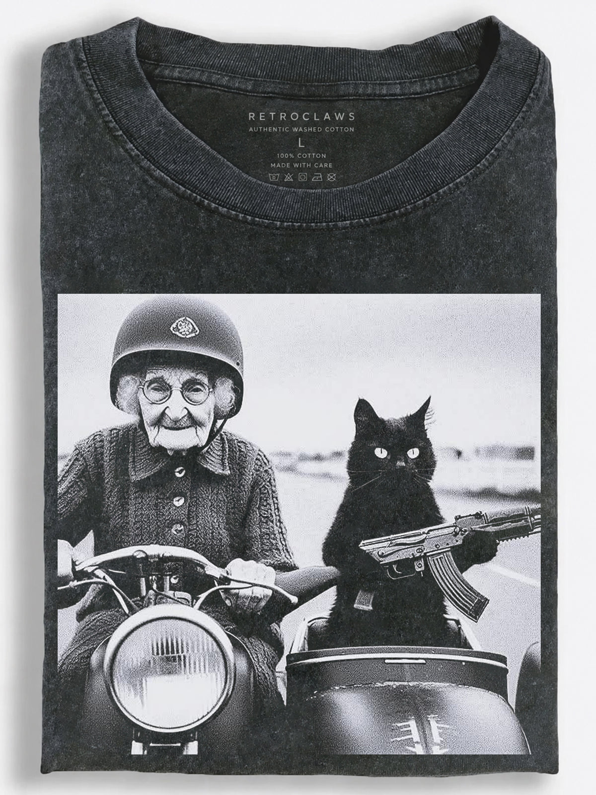 Cool Cat Driving a Pink Convertible Y2K Meme Vintage Washed T-Shirt
