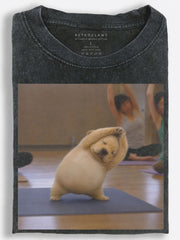 Chubby Golden Retriever Puppy Posing in the Mirror Funny Meme Vintage Washed T-Shirt
