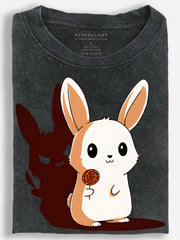 Cute Bunny with Devil Shadow Vintage Washed T-Shirt