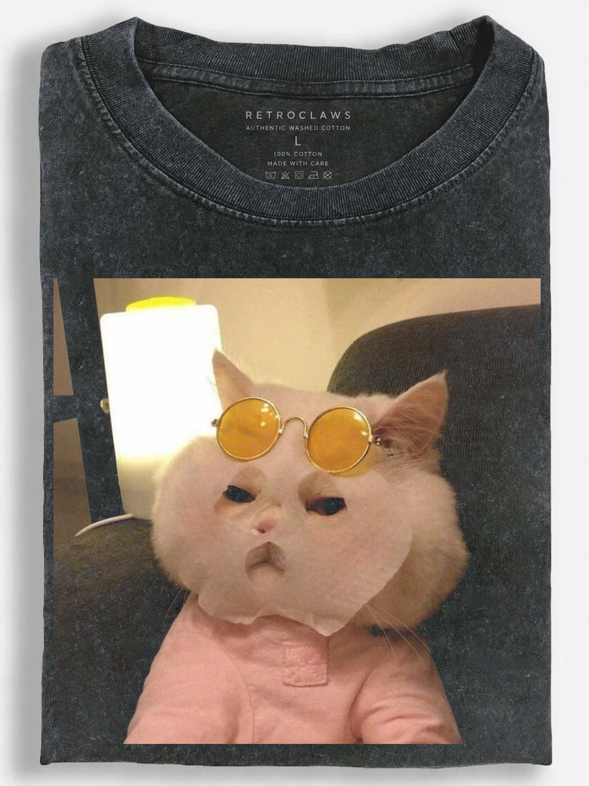 Cool Cat in Yellow Sunglasses Funny Retro Photography Vintage Washed T-Shirt