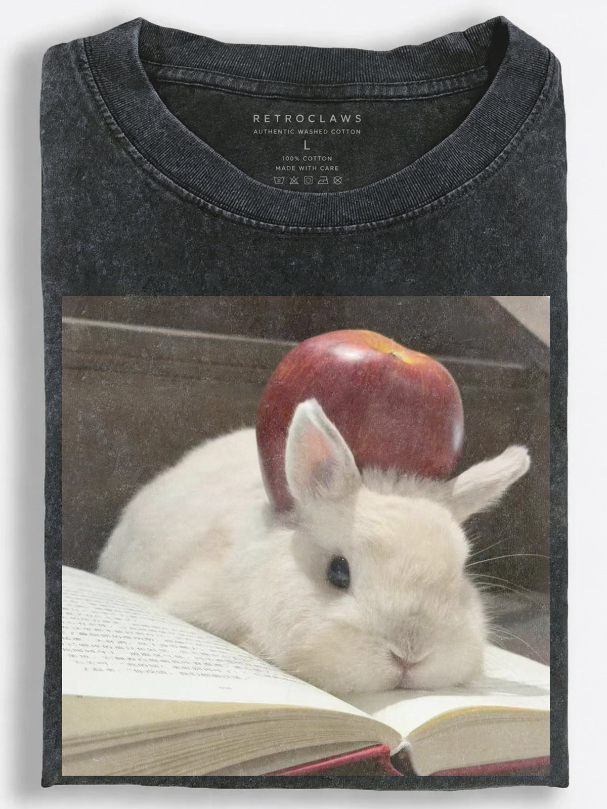Reading Bunny with an Apple Vintage Washed T-Shirt