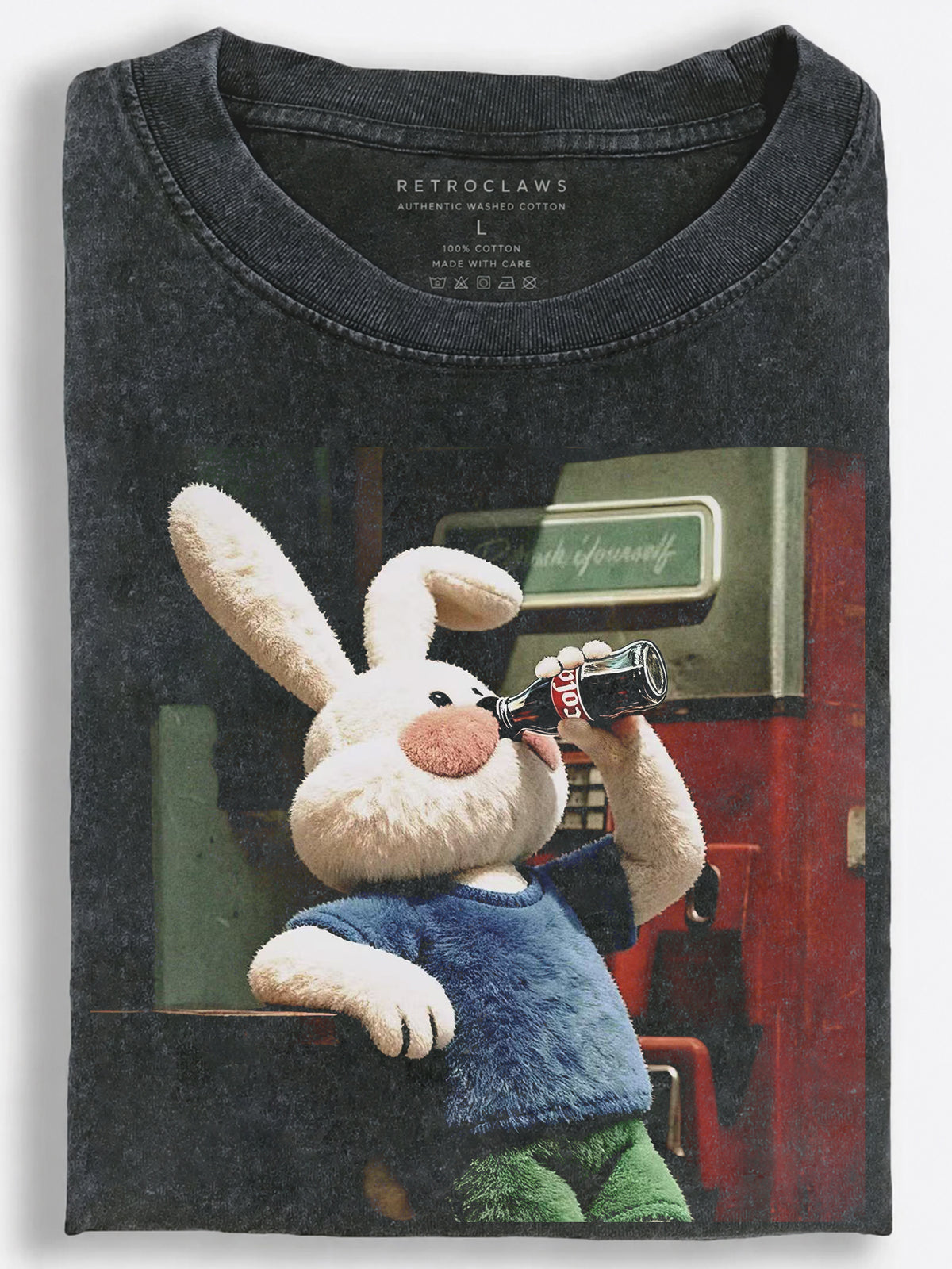 Couch Potato Bunny with Snacks Funny Vintage Washed T-Shirt